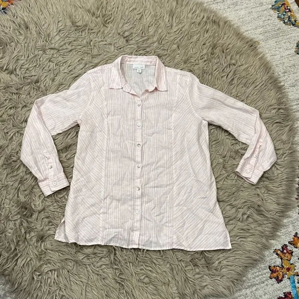 J jill linen button down blouse small petite